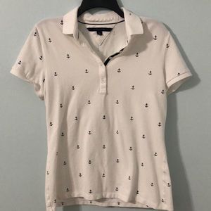 Tommy Hilfiger Womens fitted pique nautical short sleeve Polo. Size Large